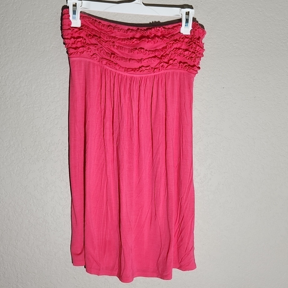 Victorias Secret Womens Dress Size M Pink  Strapless keyhole Ruffels